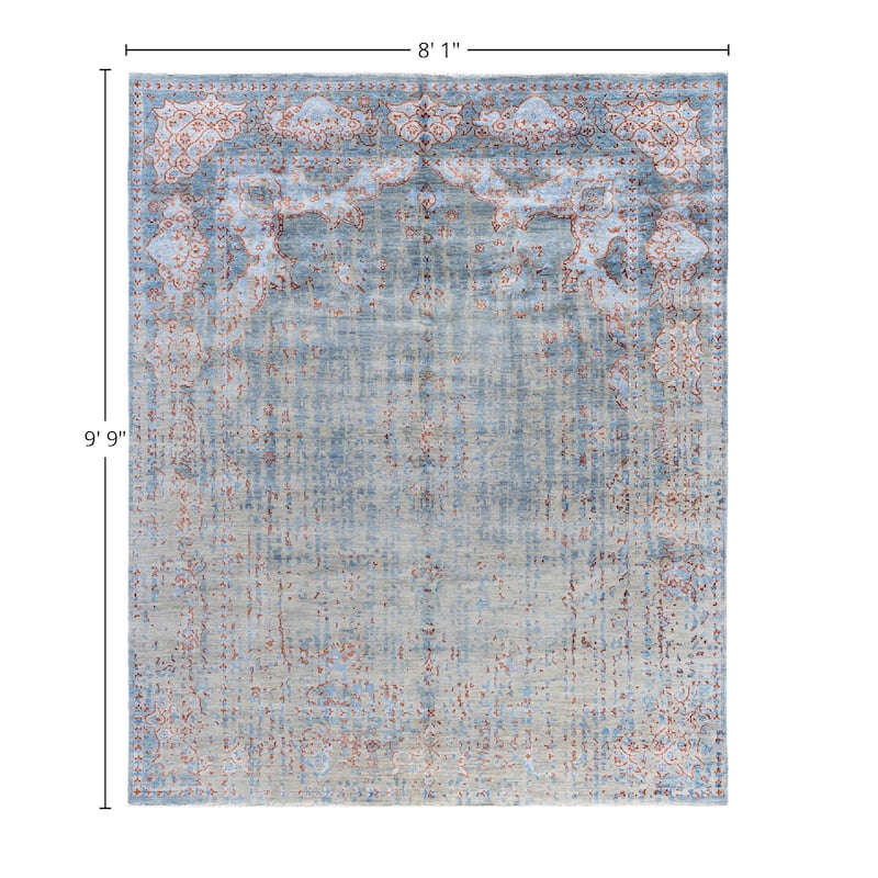 Ikat One-of-a-Kind Hand-Knotted Area Rug, Blue - 8' 1" x 9' 9"