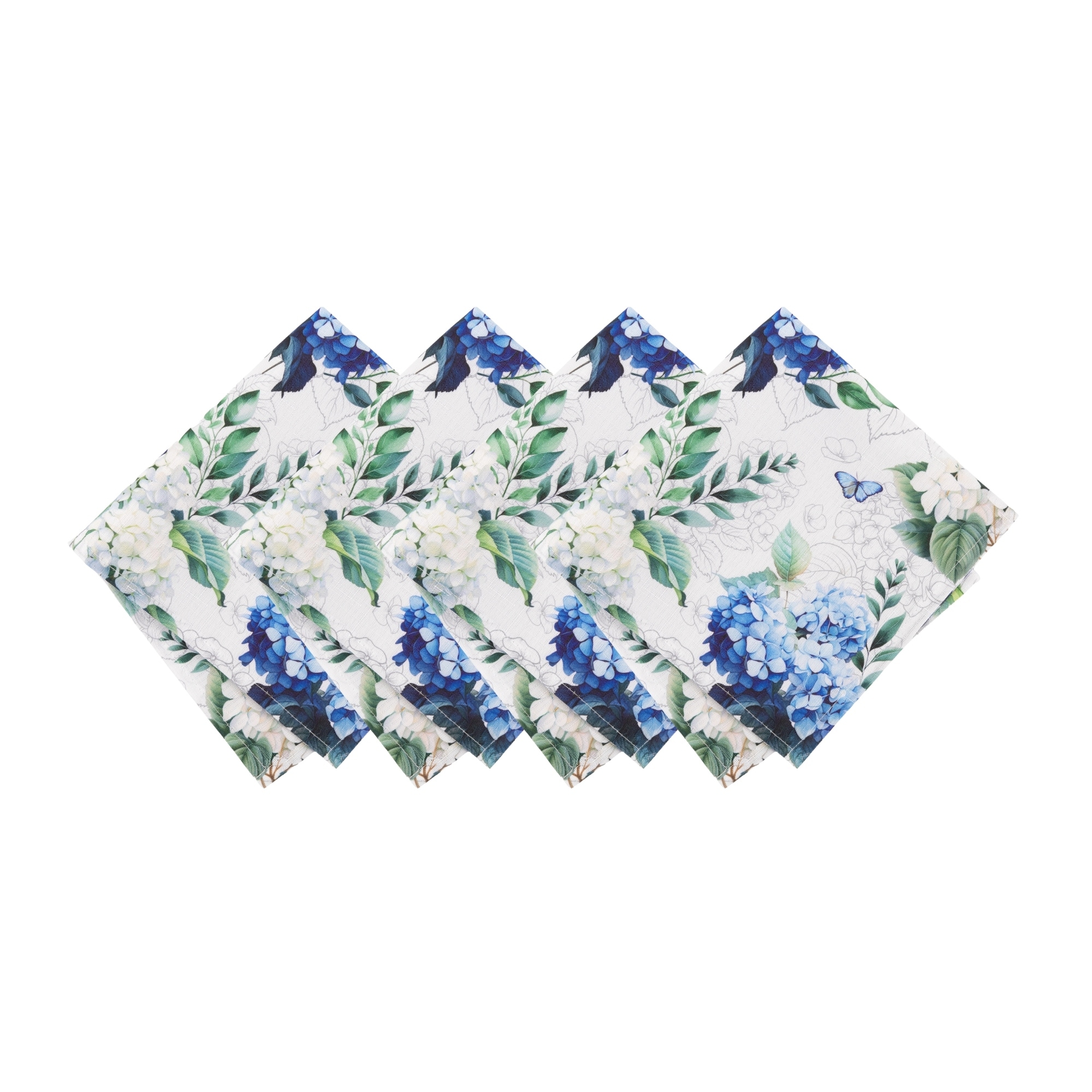 Hydrangea Bloom Floral Dinner Napkins, Set of 4 - 17"x17"