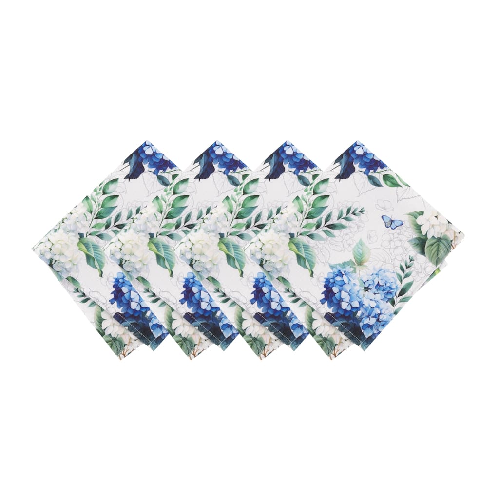 Hydrangea Bloom Floral Dinner Napkins, Set of 4 - 17"x17"
