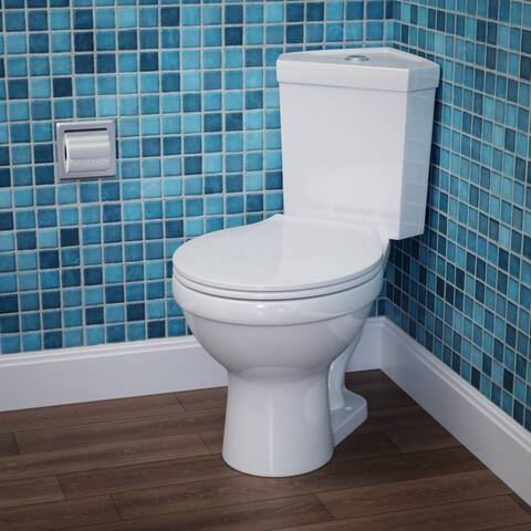 Compact Corner Bathroom 2-Piece Toilet Round High Low Top Tank Button Flush WATERSENSE with Seat Renovators Supply