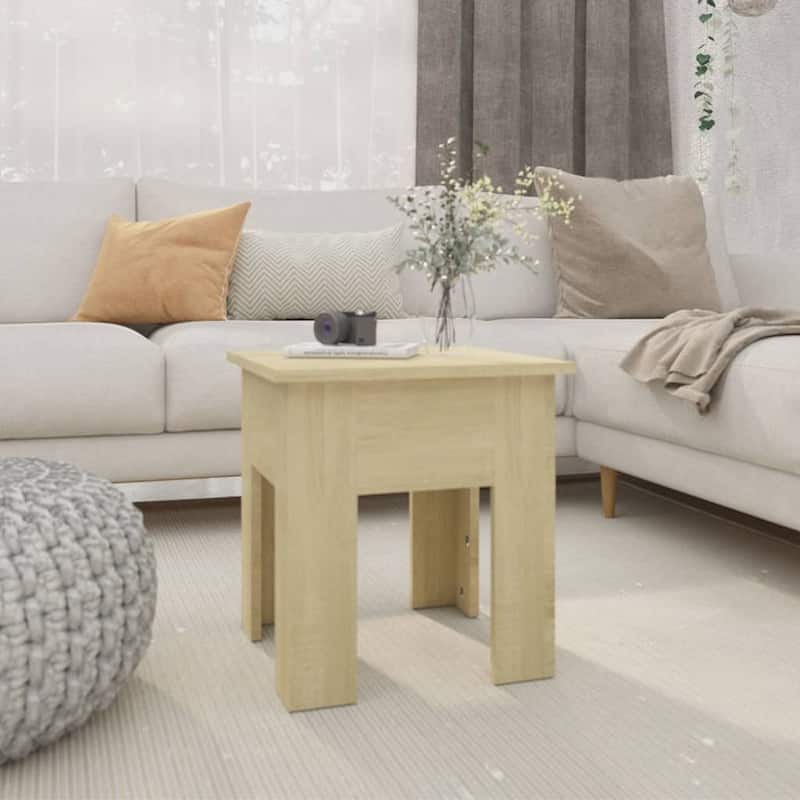vidaXL Coffee Table End Table Sofa Table Living Room Furniture Engineered Wood - 15.7" x 15.7" x 16.5" - Sonoma oak
