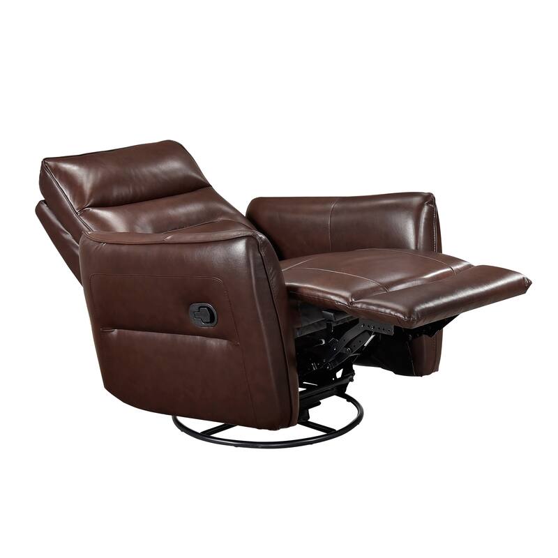 Esther 36" Leather Swivel Glider Recliner - Pull-Handle Motion