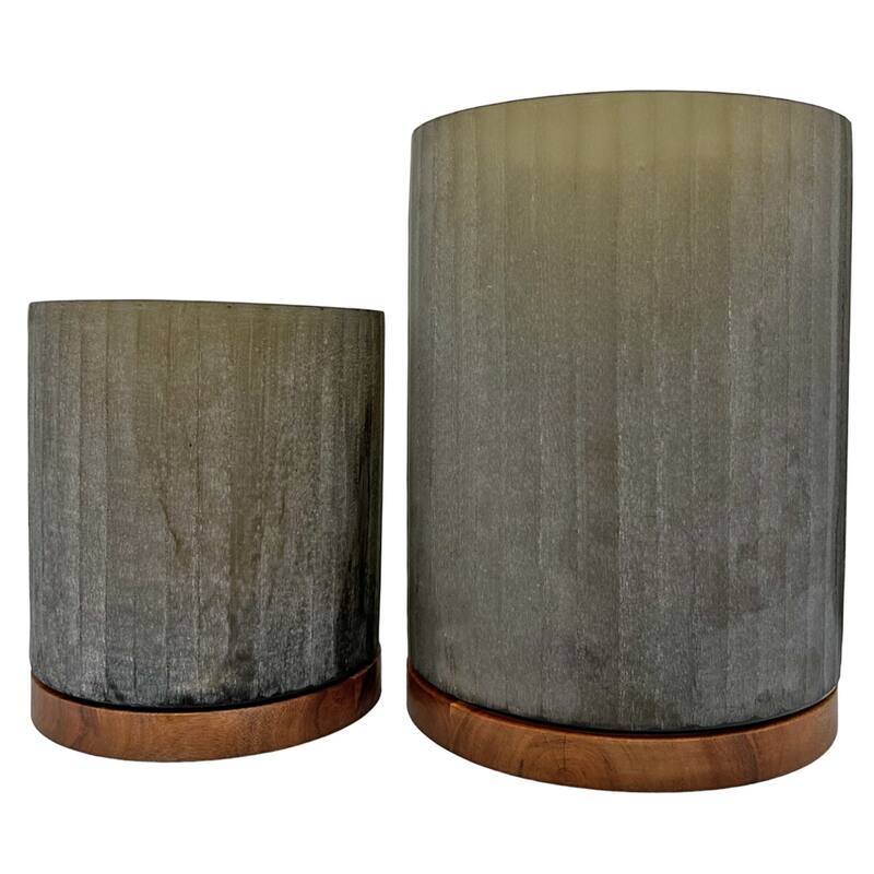 Set of 2 Decorative Handmade Glass Smoky Serenity Vase in Grey