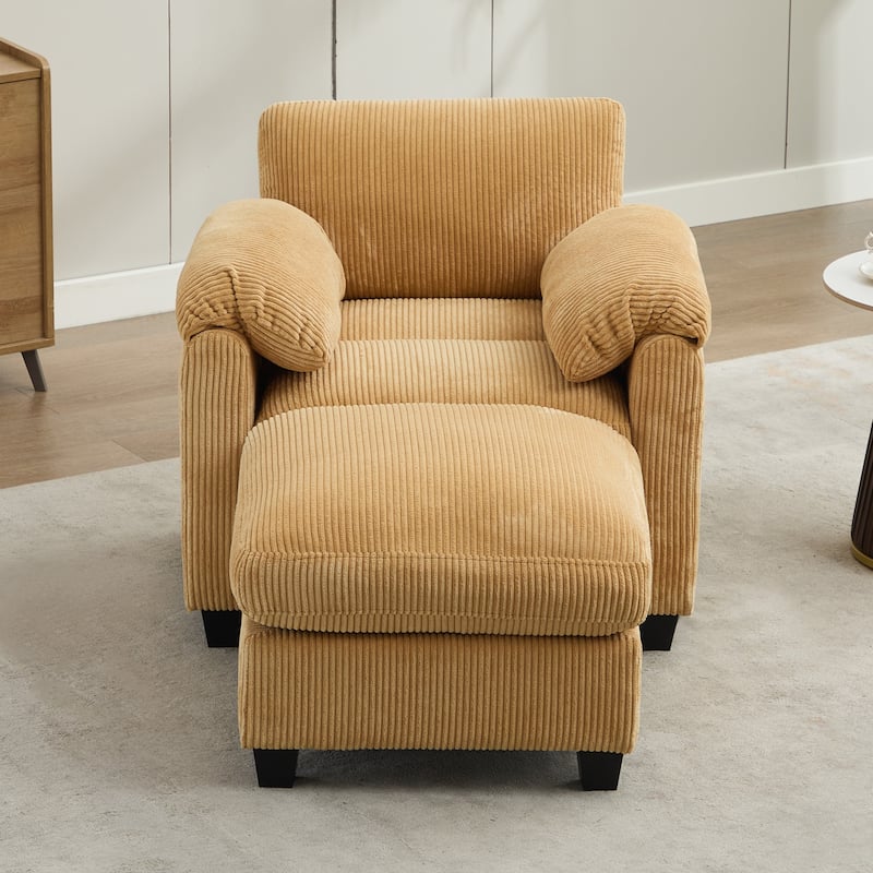 Corduroy Single Sofa Chiar with A Removable Ottoman