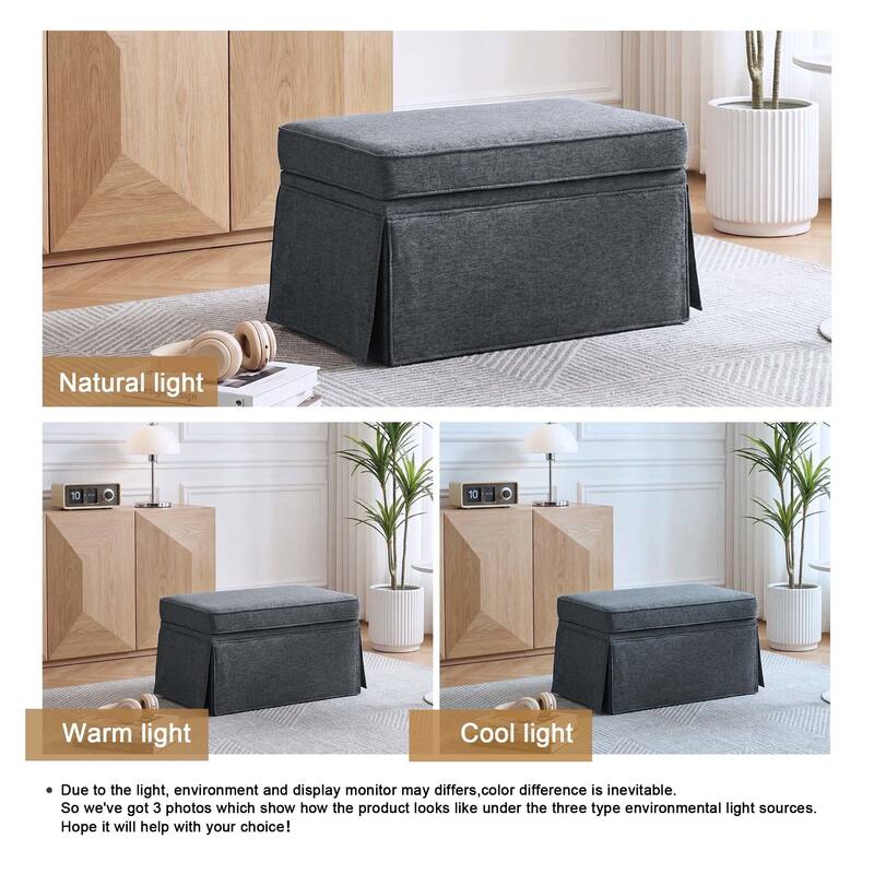 Rectangle Chenille Upholstered Storage Ottoman