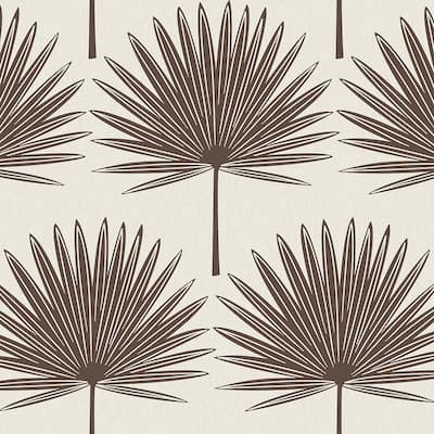 Temapper Stamped Palm Peel and Stick Wallpaper Powder Blue/Off-White