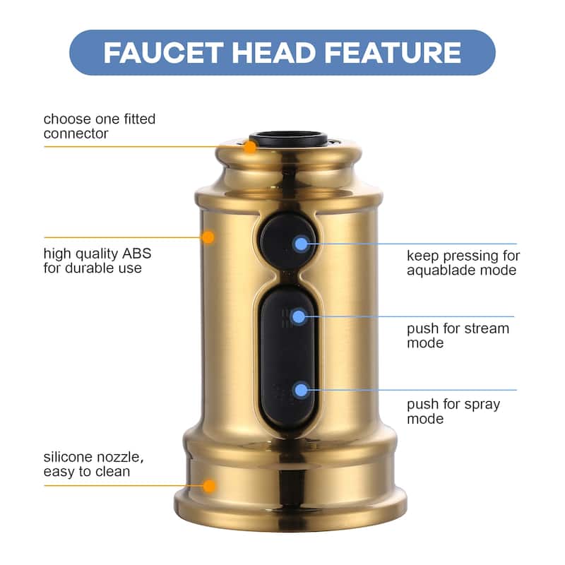 WOWOW Pull Down Kitchen Faucet Spray Head with 9 Adapters Kit