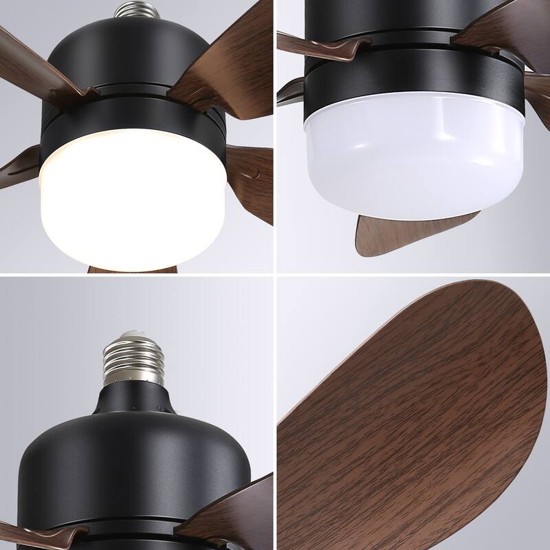 16 Inch Socket Fan Light Plug in Dimmable LED Ceiling Fans with Lights and Remote for Bedroom - 16 inches