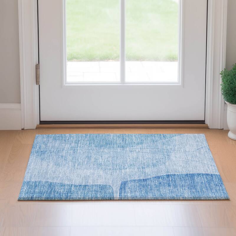 Premium Washable Super Soft Contemporary Mayfield Rug - Blue - 1' 8" x 2' 6" - Rectangle