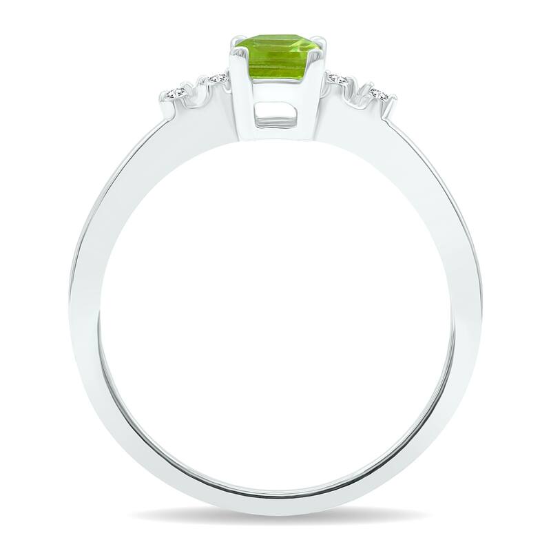 Women's Peridot and Diamond Sparkle Ring in 10K White Gold
