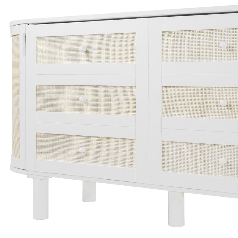 Queen Size Murphy Bed with Hidden Storage, Side Cabinets, and Woven Drawer Design, Space-Saving Foldable Bed