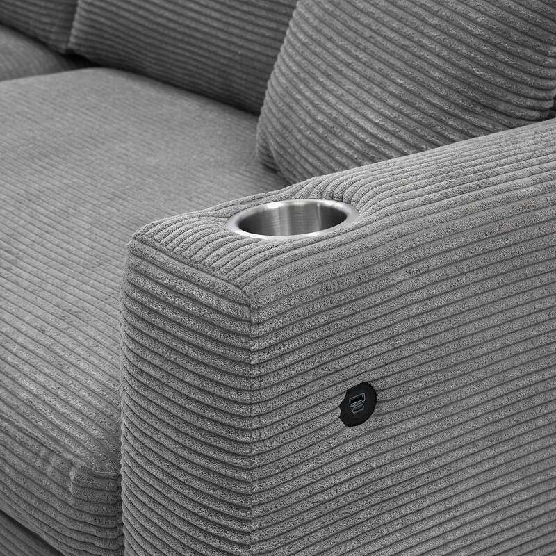 134" Corduroy Sectional Sofa with L-Shaped Cloud Couch and USB Charging & 50" Chaise (330lb Capacity)