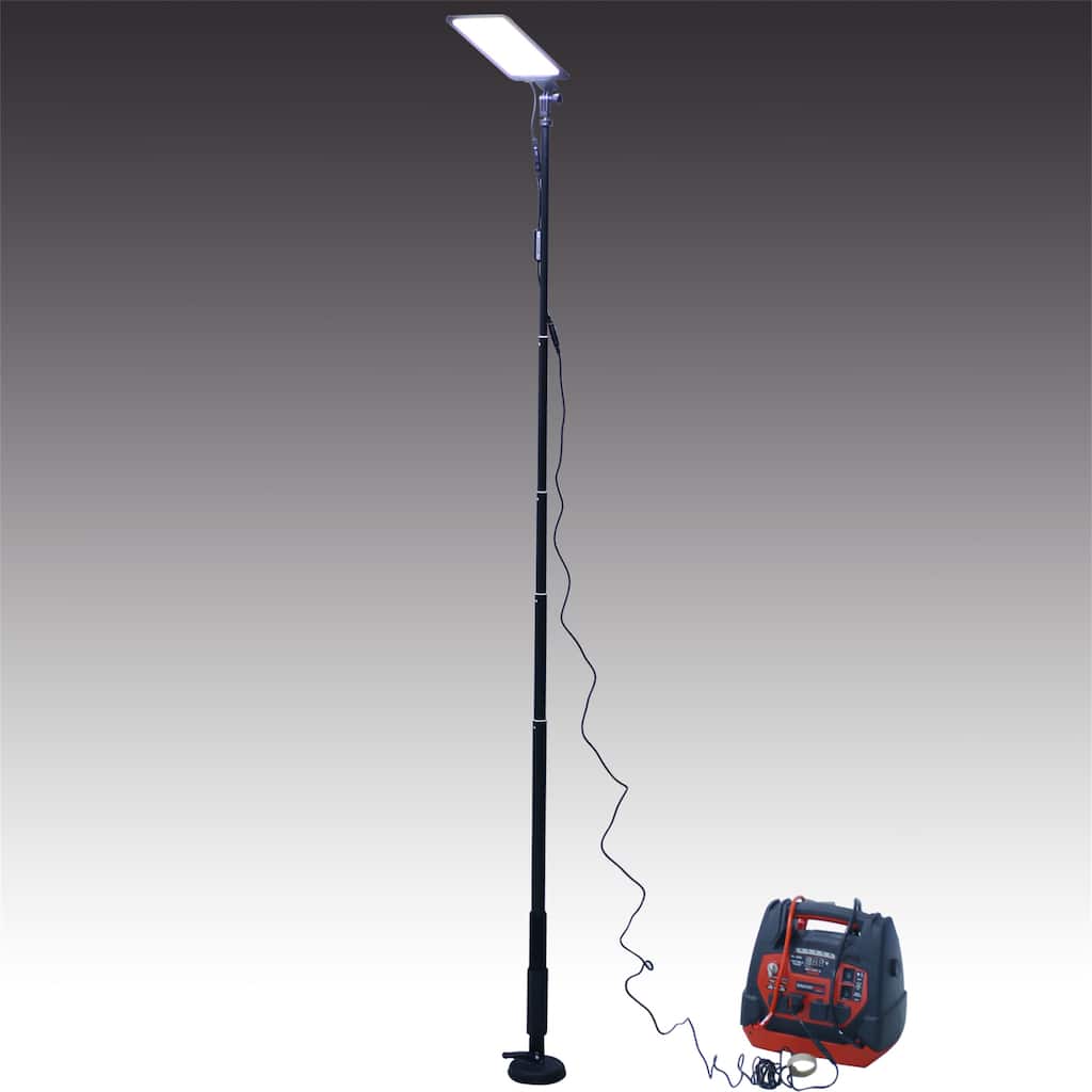LED Camping Light Portable Outdoor Lights with Telescoping Pole - Black