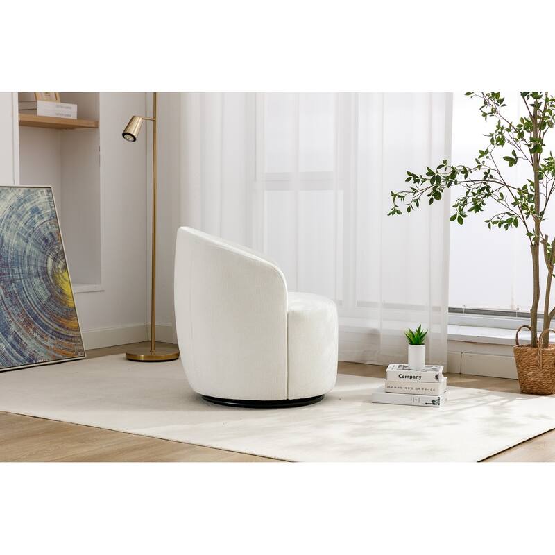 Chenille Fabric Swivel Accent Armchair Barrel Chair