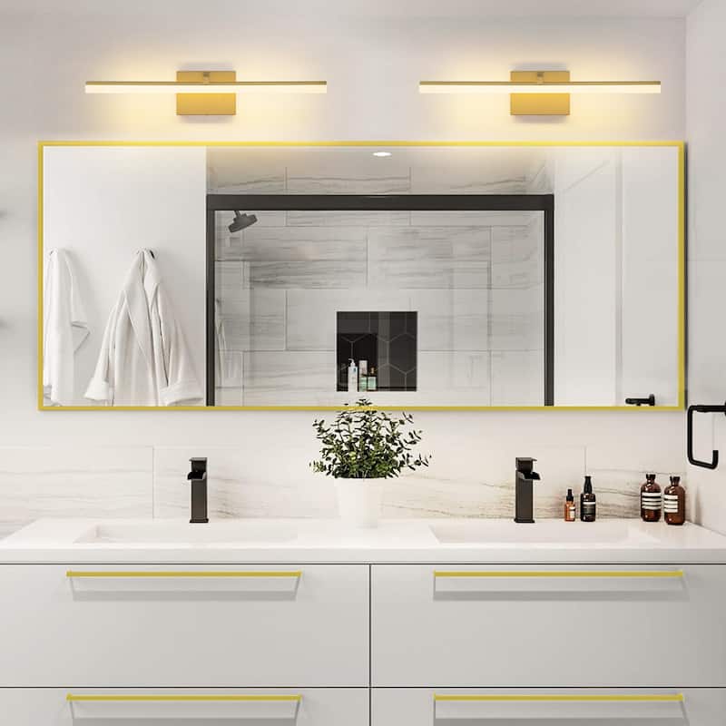 1-Light Modern Gold/ Black Linear LED Bathroom Vanity Light Indoor 3000K Wall Light