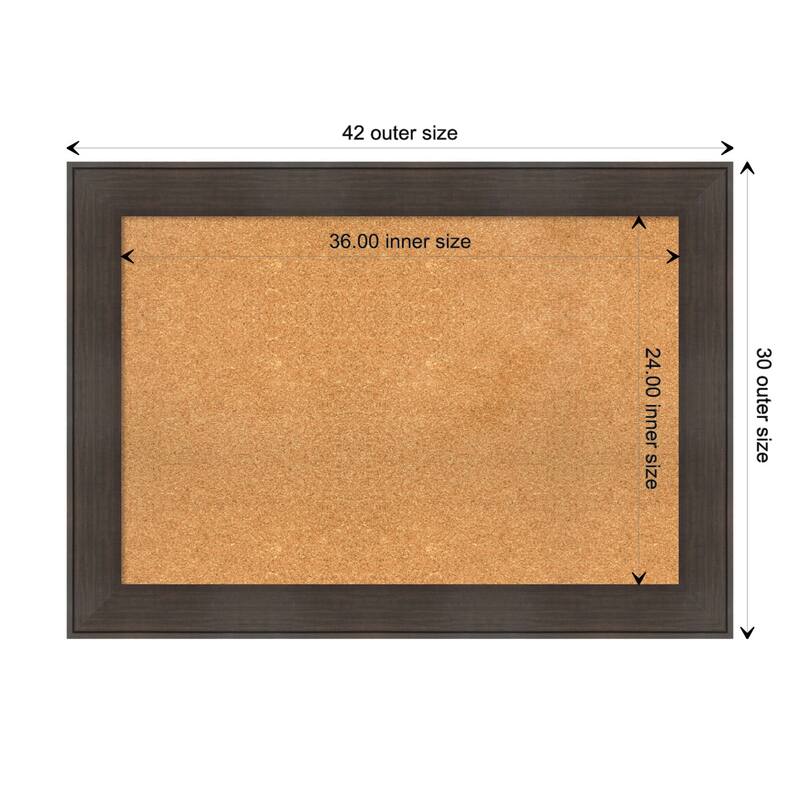 William Rustic Woodgrain Framed Natural Corkboard Bulletin Board - Board Size 36x24