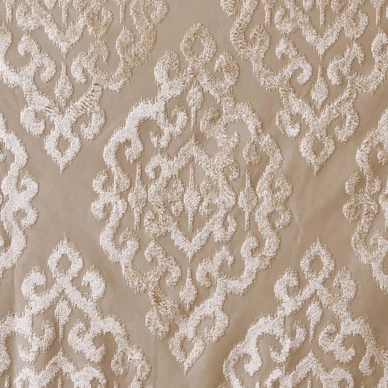 Knitted Jacquard Damask Total Blackout Grommet Top Curtain Panel Pair(2 Pcs Window Panels)