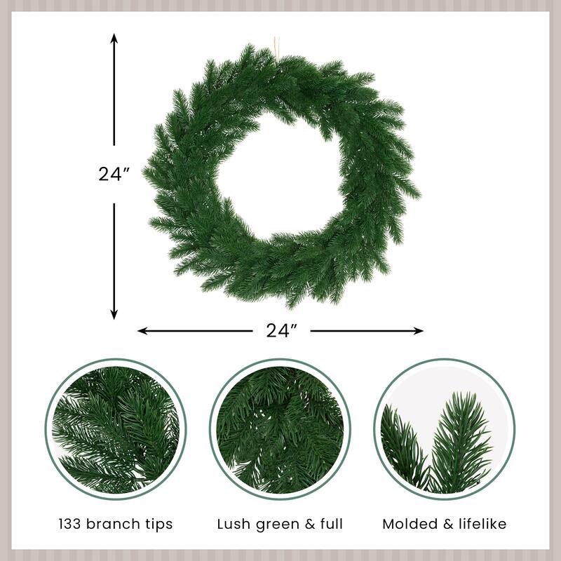 Real Touch ™ Evergreen Pine Artificial Christmas Wreath - 24" - Unlit