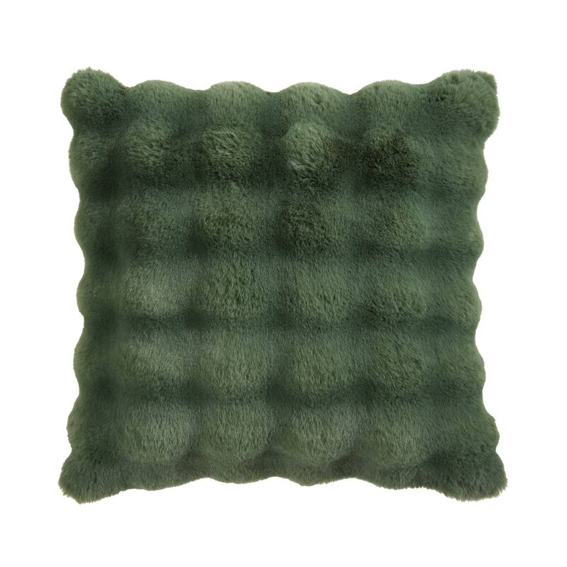 Plush Faux Fur Throw Pillow - Ultra-Soft Textured Accent for Sofa, Bed & Cozy Layered Styling - 20"x20" - Cover Only - Jasper Green