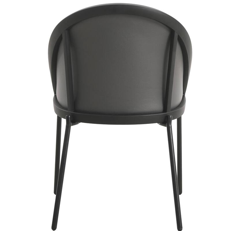 Vinyl Dining Chair with Curved Back and Stainless Steel Legs Set of 4