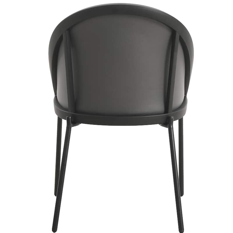 Urbane Dining Chair in Vinyl Fabric with Curved Back and Stainless Steel Legs Set of 2