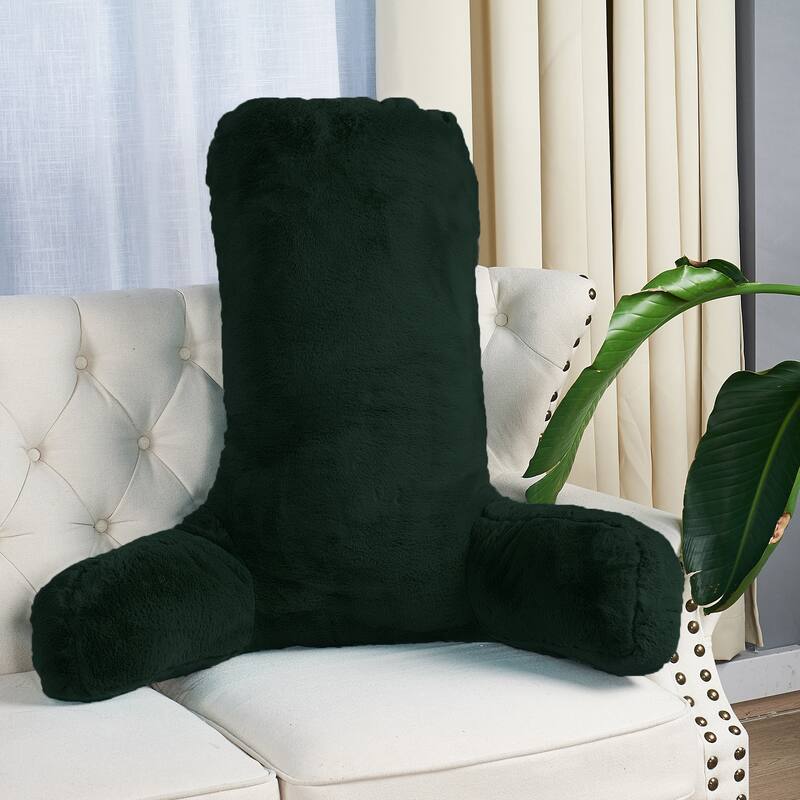 Home Soft Things FoxFauxFur Bedrest - 28" x 30" x17" - Pirate Black