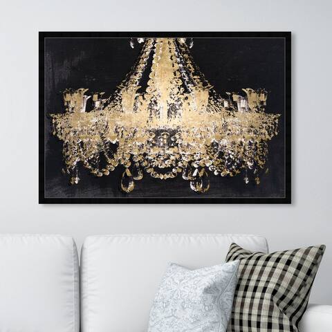 Oliver Gal 'Chandelier Gold' Fashion and Glam Wall Art Framed Print Chandeliers - Gold, Black