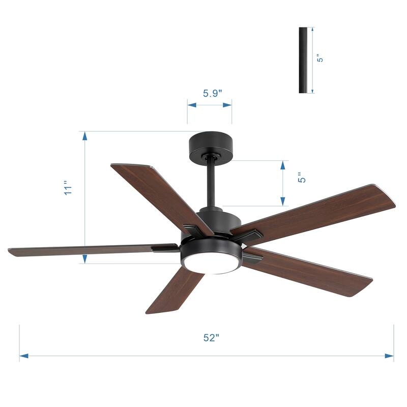 52-IN LED Ceiling Fan with Light Kit and Remote- 5 Blade