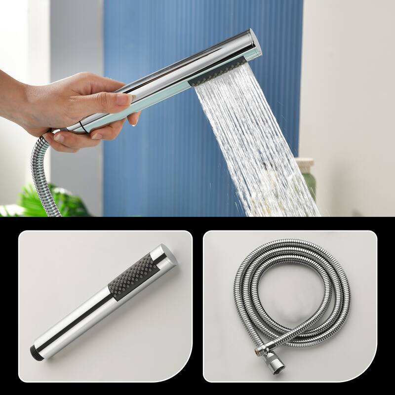 Solid Brass 2-Handle Deck Mounted Roman Tub Faucet with Handheld Shower