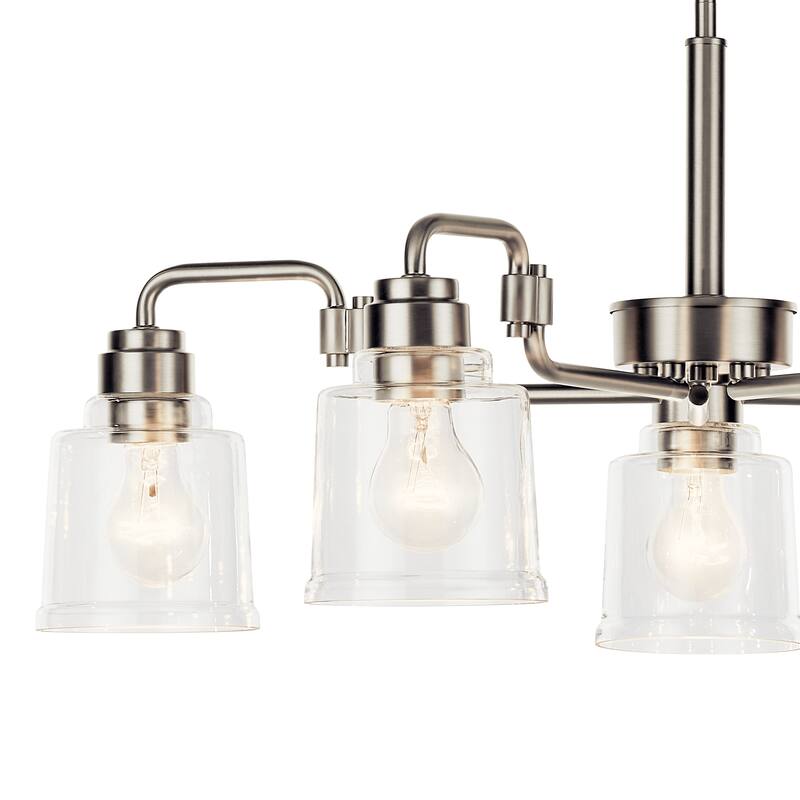 Kichler Lighting Aivian 30 in. 5-Light Brushed Nickel Vintage Industrial Chandelier with Clear Glass