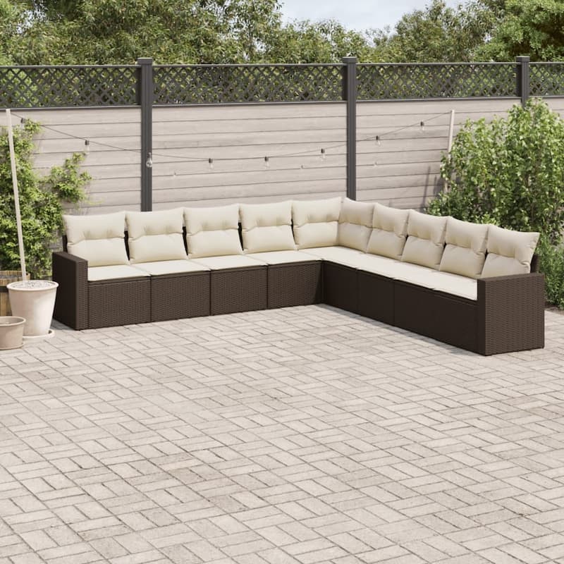 vidaXL Garden Sofa Set Brown, Cream White - 24.4 x 25.8 x 27.2