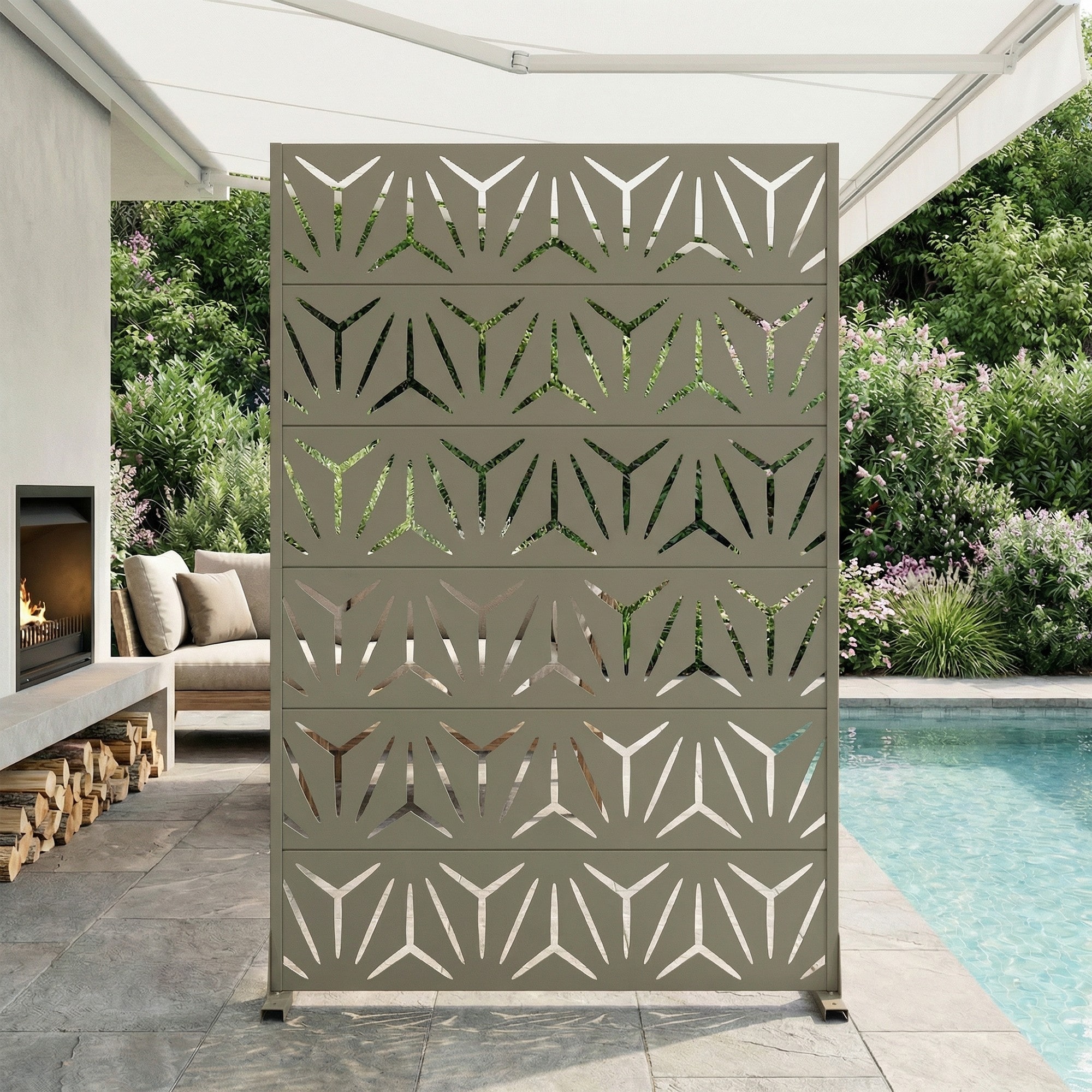 Outdoor Freestanding Metal Privacy Screen Decorative Partition Panel for Patio Garden Balcony