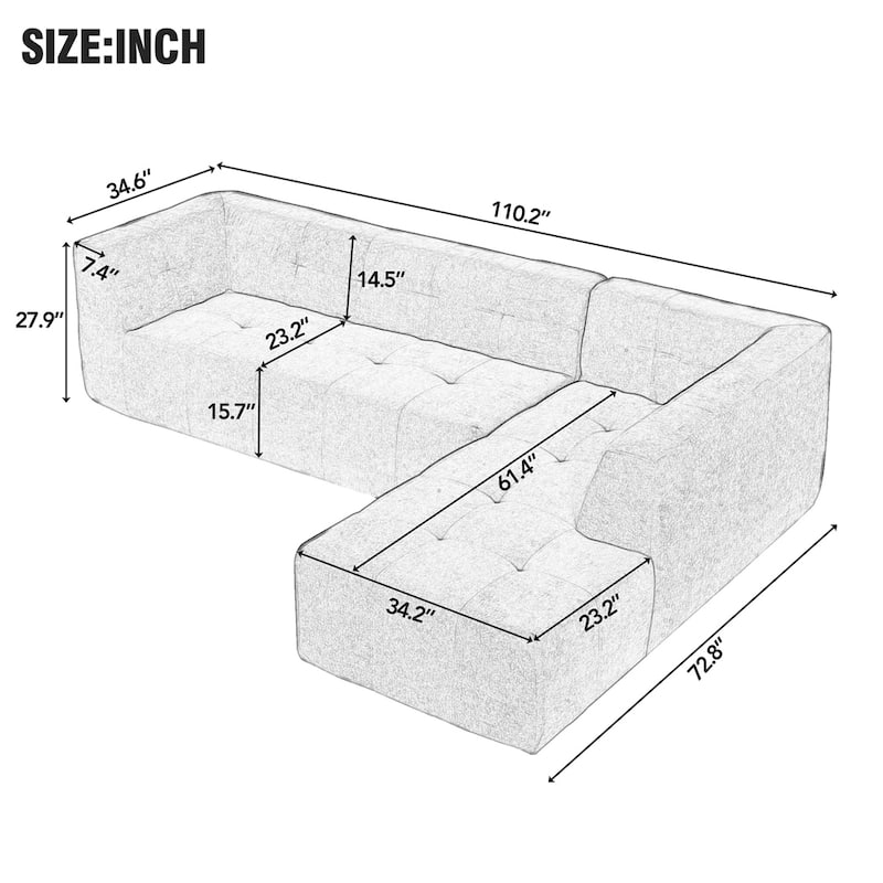 Modular L-Shaped Combination Minimalist Free Combination Sofa