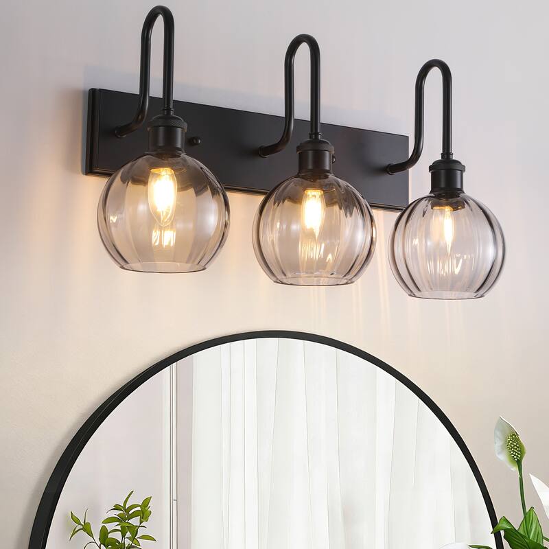 3-Light Dimmable Bathroom Vanity Light - Matte Black