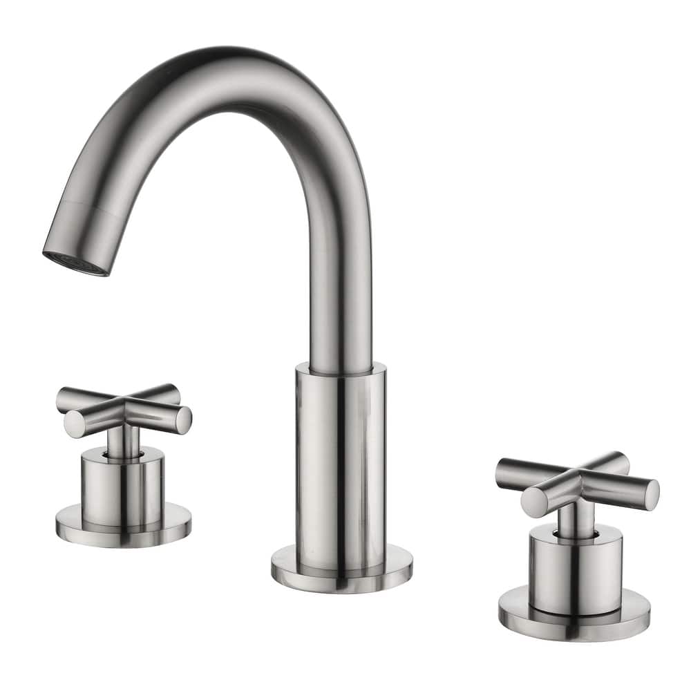 Modland 8 Inch Widespread Bathroom Faucet with 360°Swivel Spout and Dual Cross Handles