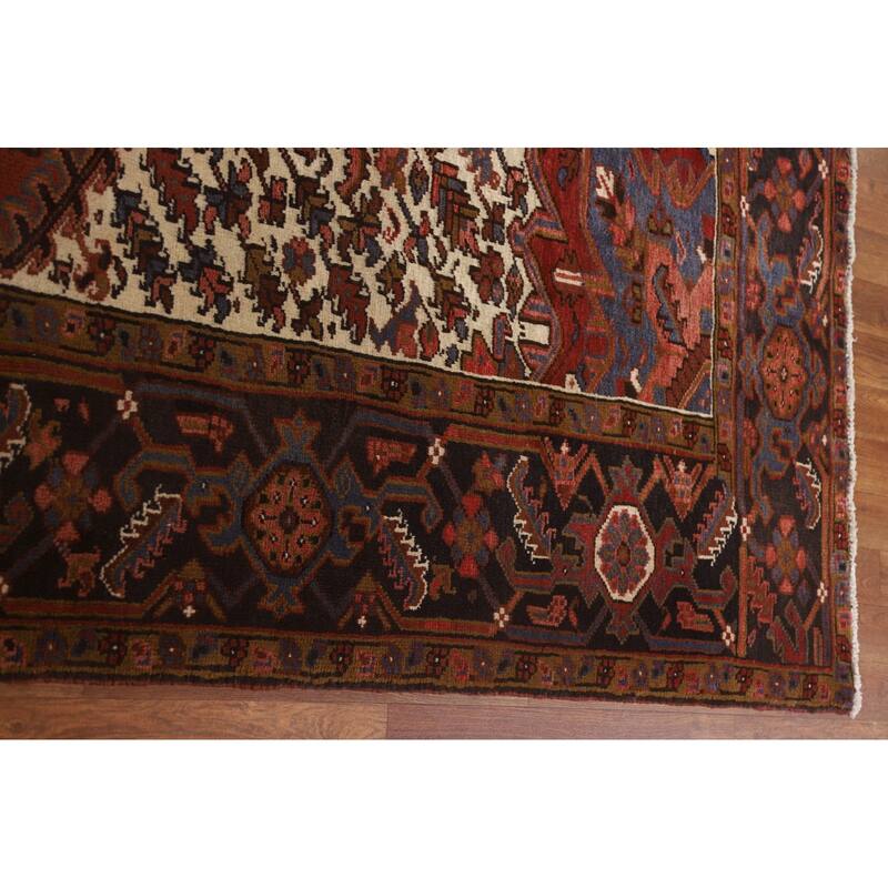 Hand Knotted Oriental 100% Wool Carpet Traditional Medallion Red Heriz Area Rug - 12' 8'' X 9' 10''
