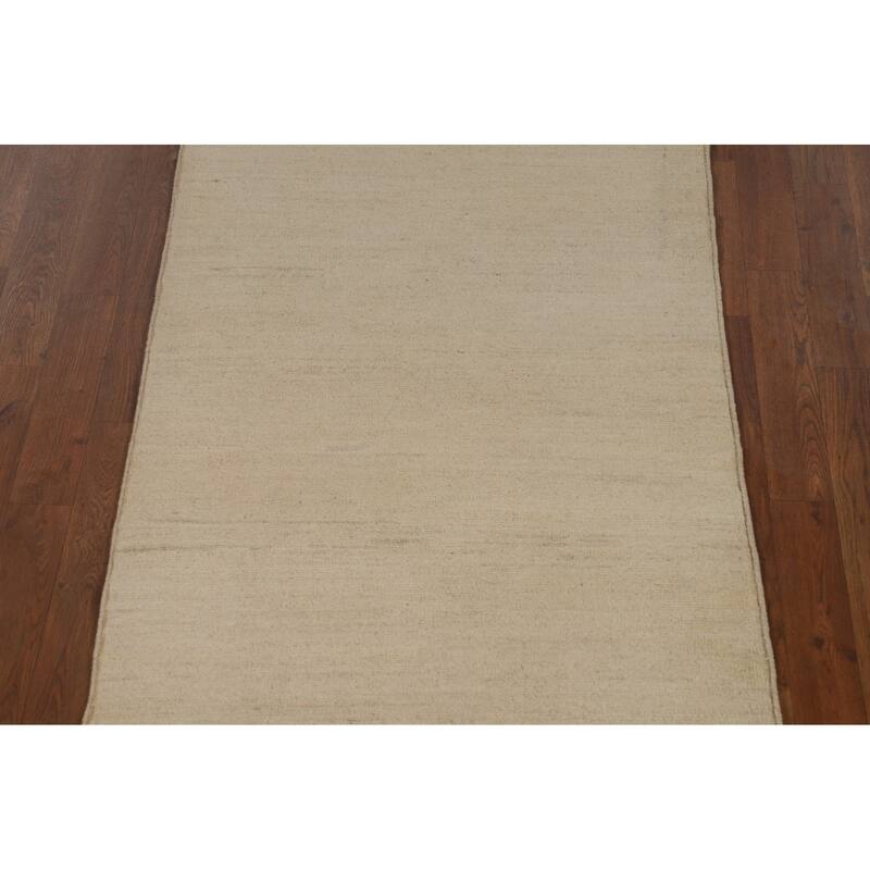 Modern Gabbeh Runner Rug Hand-Knotted Solid Wool Carpet - 2'9"x 9'7"