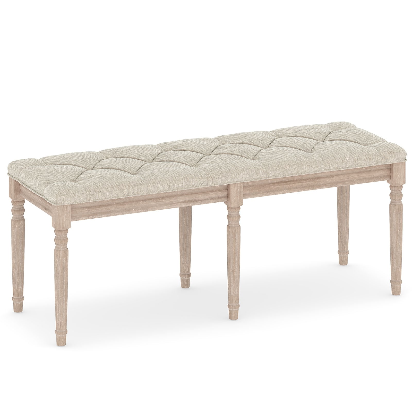 Gymax 47.5'' End of Bed Bench w/ Tufted Decoration & Antiqued Legs for