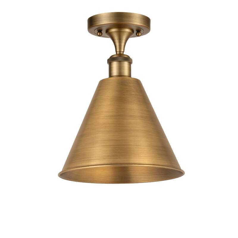 Innovations Lighting Ballston Cone - 1 Light 12" Semi-Flush Mount - Brushed Brass