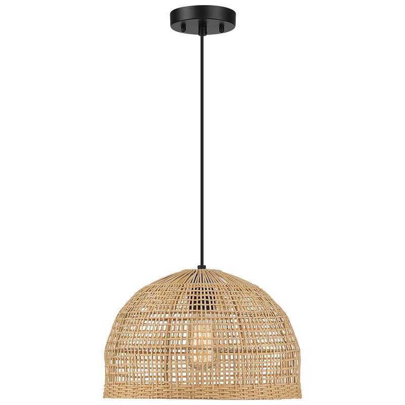 1-Light Natural Bamboo Single Pendant Light