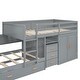 preview thumbnail 13 of 14, Grey Twin Size Platform Beds Bunk Bed with Trundle, Wardrobe and Desk