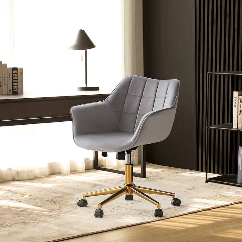 Schick Tufted Swivel Home Office Velvet Chair with Gold Base