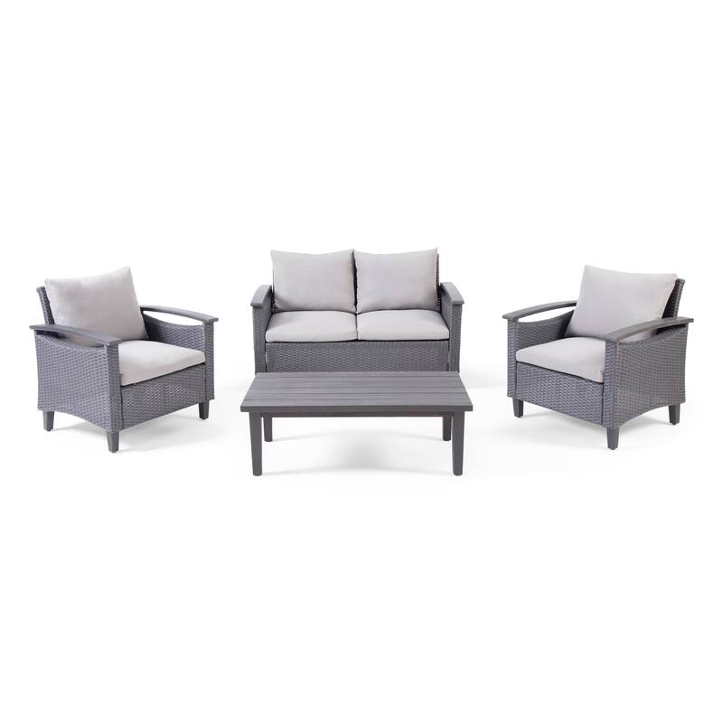 Isla Outdoor 4-seater Coffee Table Chat Set by Christopher Knight Home