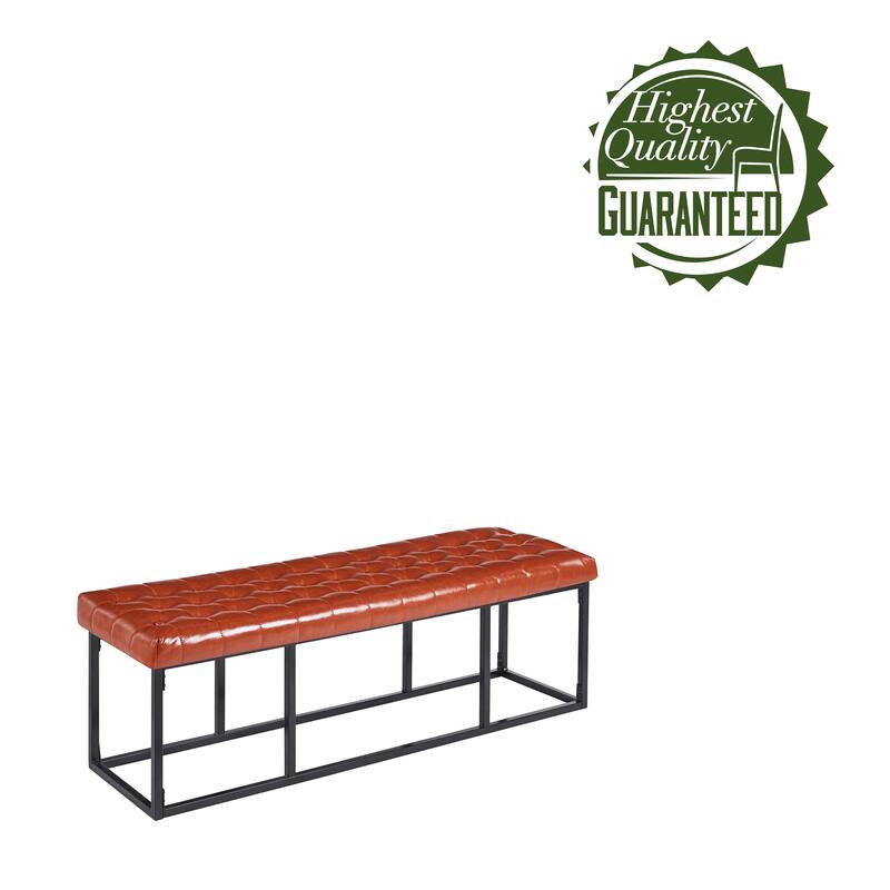 Porthos Home Ellie Faux Leather Accent Bench with Metal Frame Base