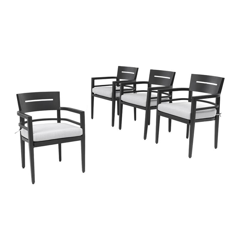 GDFStudio - Aaron Aluminum Outdoor Patio Dining Chairs (Set of 4) with Sunbrella Cushions