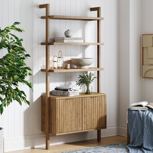 チェスト・キャビネット Antique Book open Shelf Caster Jasper 3-Shelf Solid Wood Boho Bookshelf, Wall Mounted Bookshelf