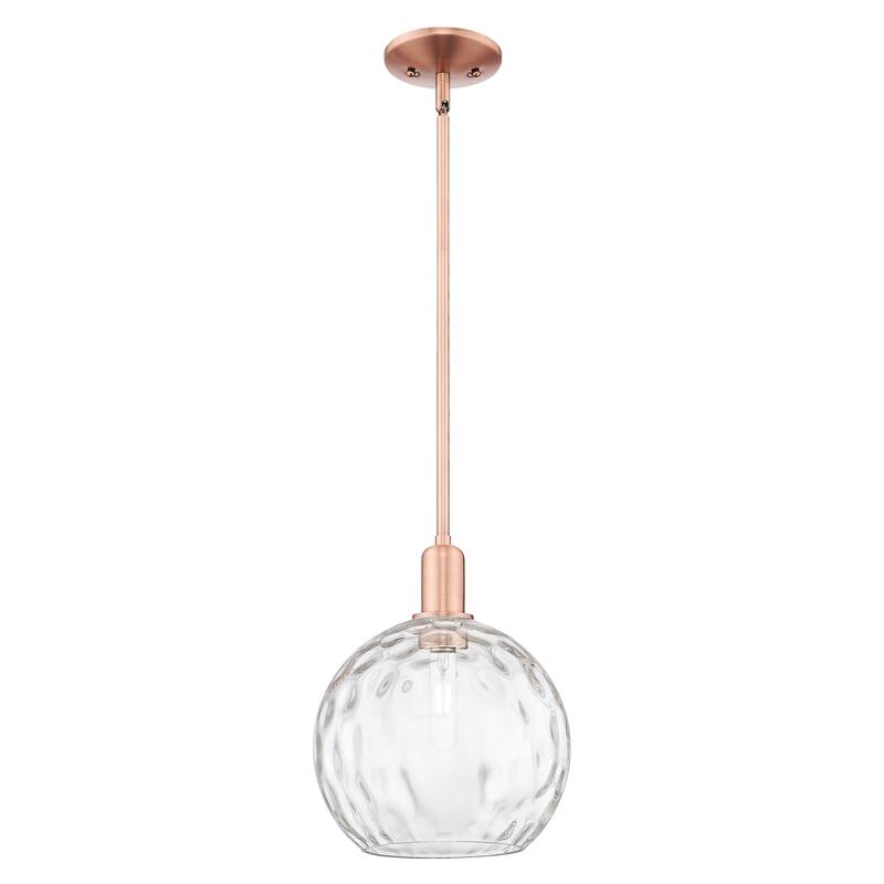Innovations Lighting Endless Possibilities Arcadia - Athens Water Glass - 1 Light 10" Stem Hung Mini Pendant - Clear Water Glass/Antique Copper