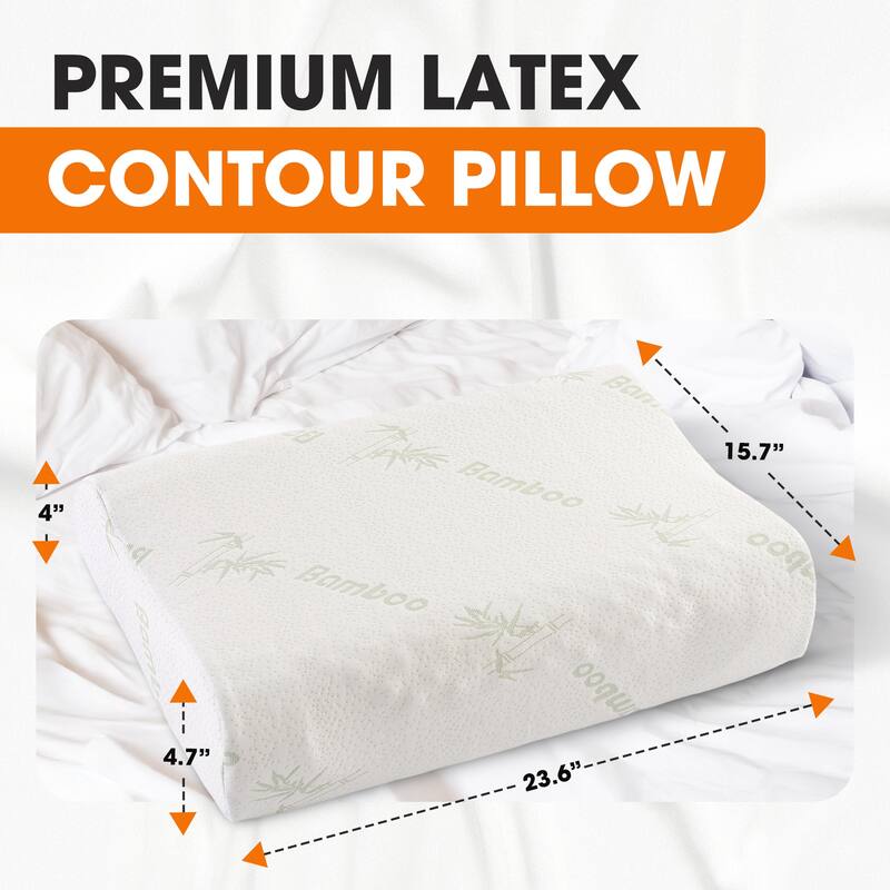 Cheer Collection Contoured Latex Foam Pillow with Washable Cover - White