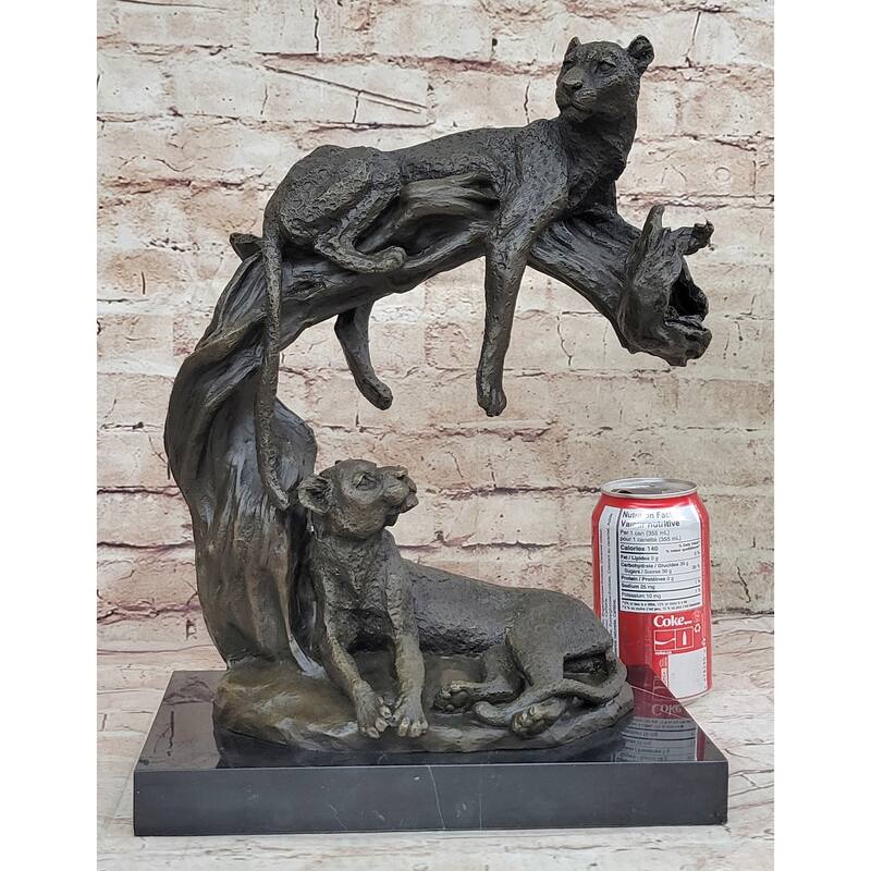 Cheetah Family Bronze Statue Sculpture Safari African Art Signed Original Art 14 Inches X 10.5 Inches