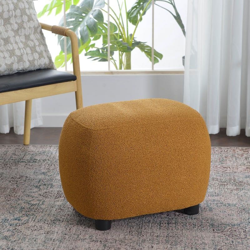 KINWELL 23" W Boucle Upholstered Footstool Ottoman Sofa Chair Footrest - Brown